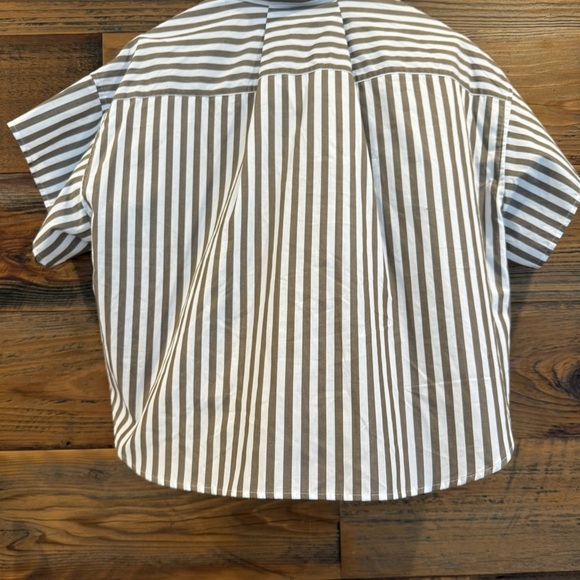 rag & bone Oversized Tan and White Striped Button Down Shirt NWOT - Picture 8 of 11